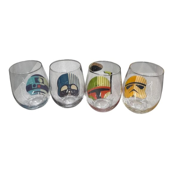 Helmet Hues Joy Jolt Set Of 4 Star Wars-Themed Stemless Wine Glasses Character - Picture 9 of 12